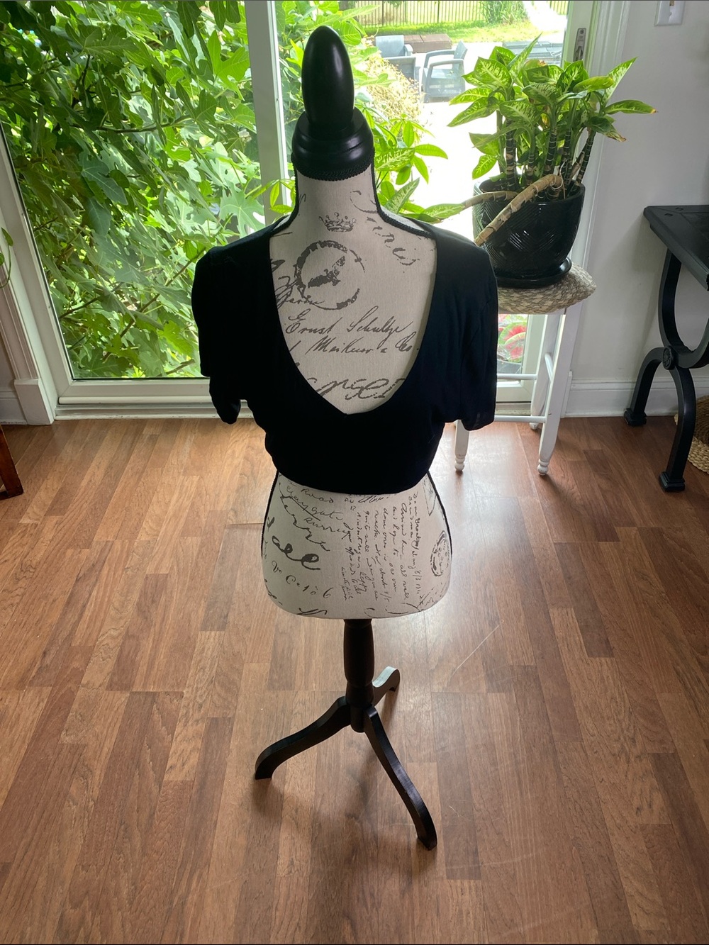 Charlotte Russe Black Cropped V-Neck Top